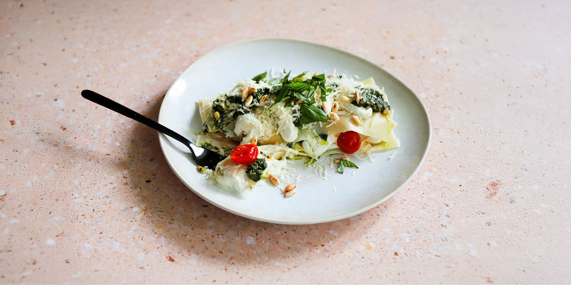 Offene Gemüselasagne mit Pesto und Ricotta