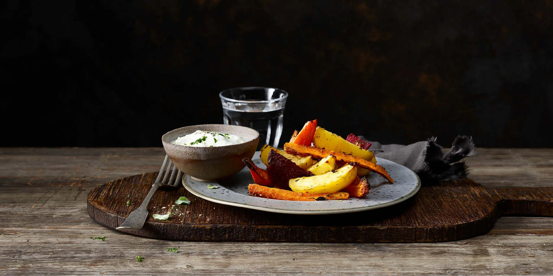 Verdure al forno con dip tzatziki