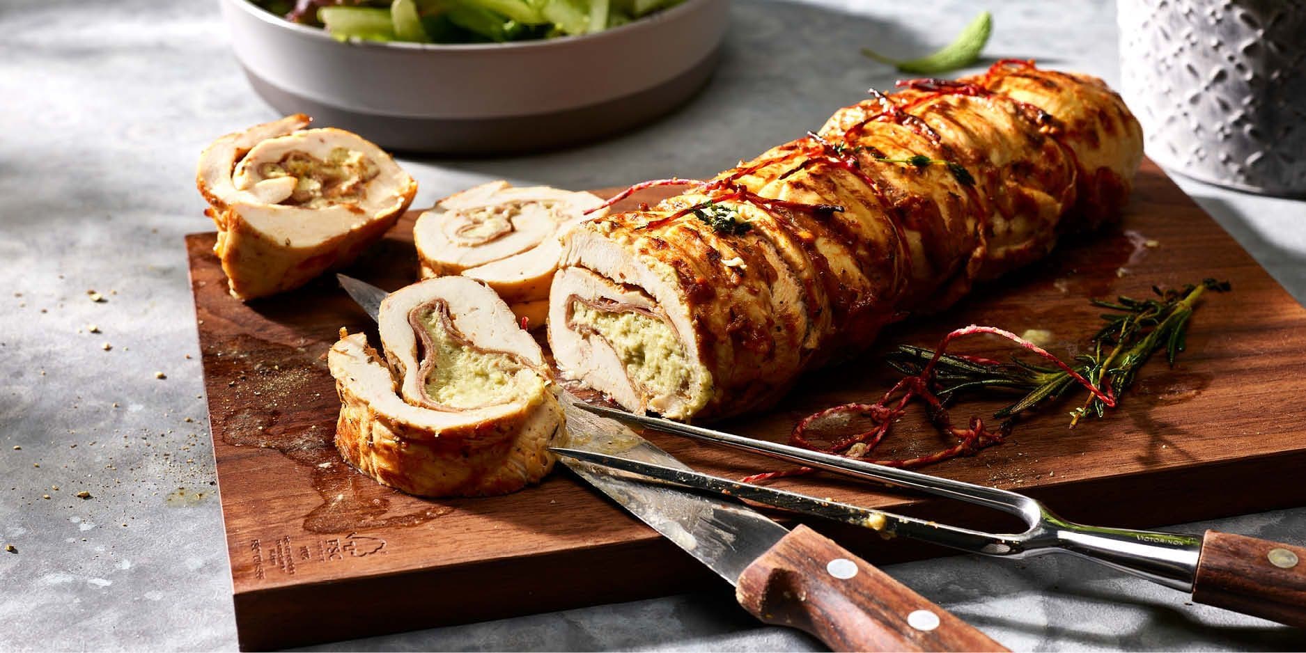 Pouletrollbraten mit Rohschinken und Sbrienz