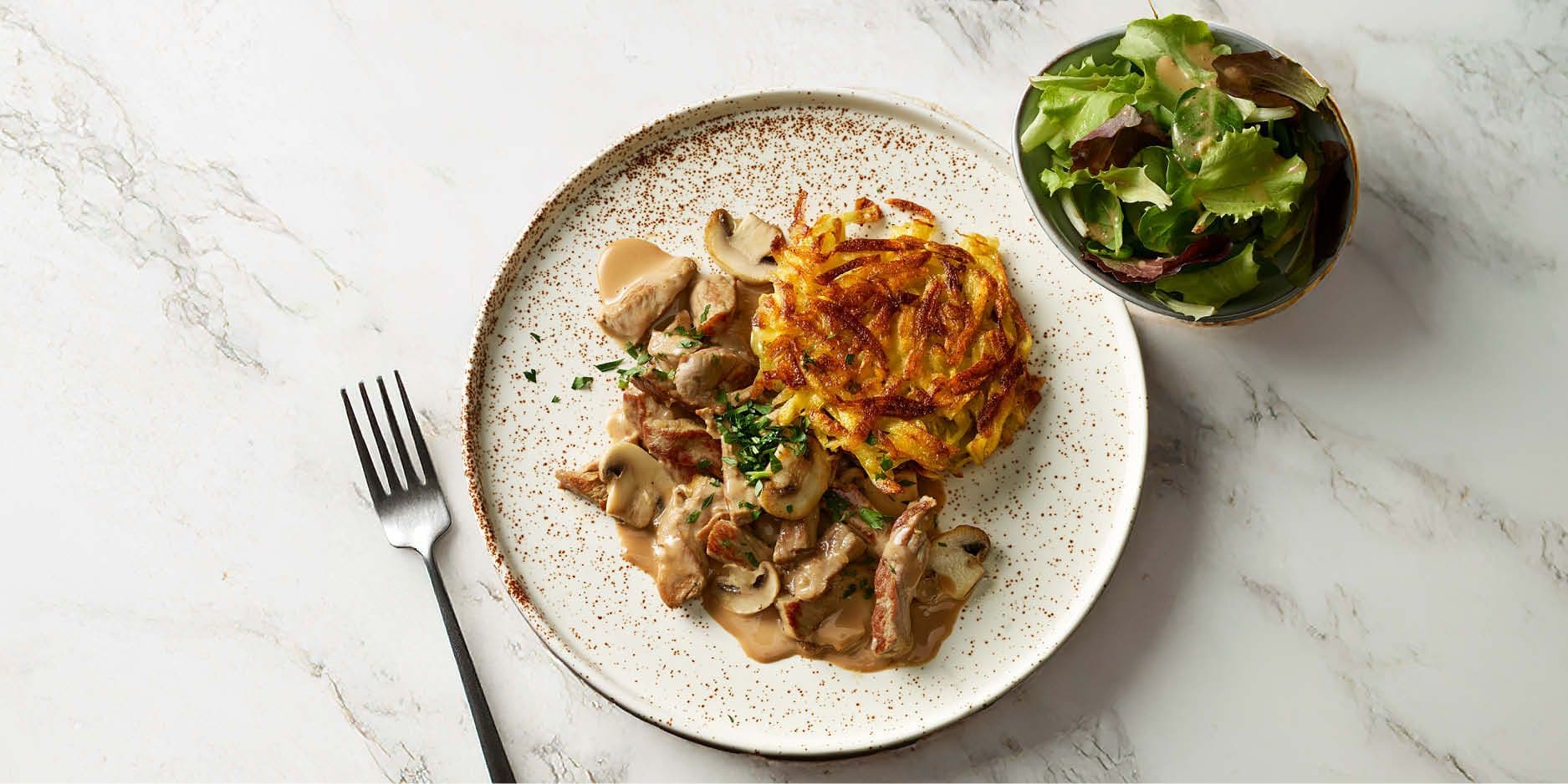 Straccetti alla zurighese con rösti