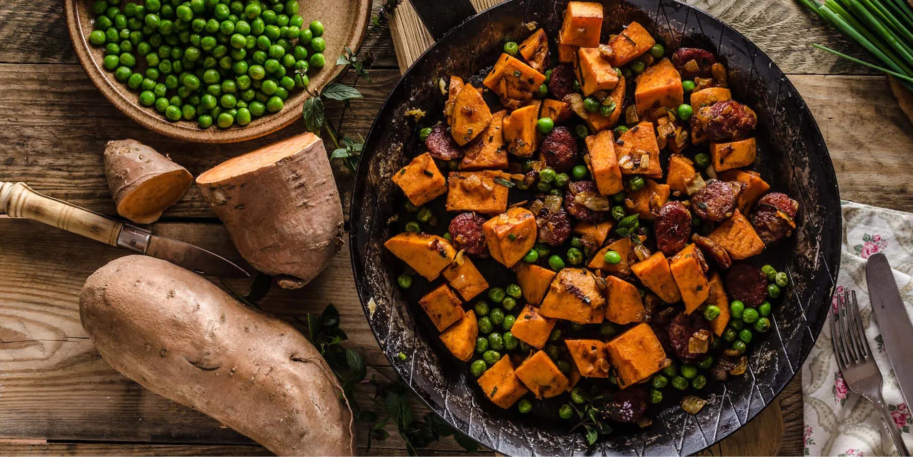 Poêlée de patates douces et chorizo