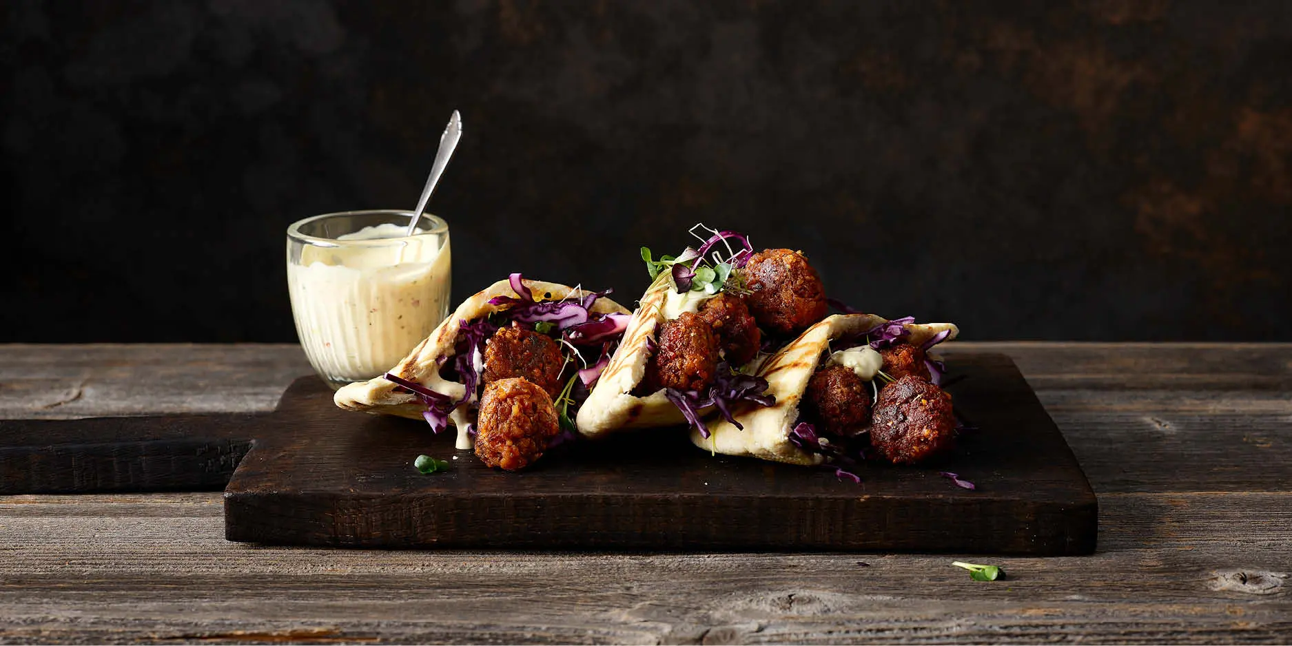 Pain pita aux boulettes de légumes