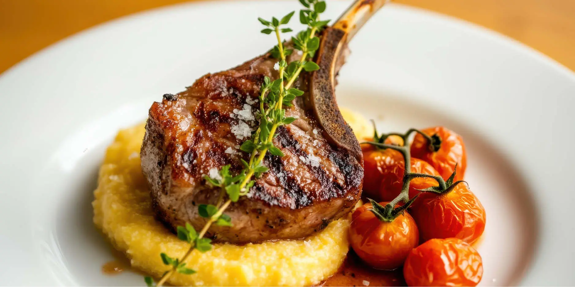 Polenta complète tessinoise avec côtelettes de porc