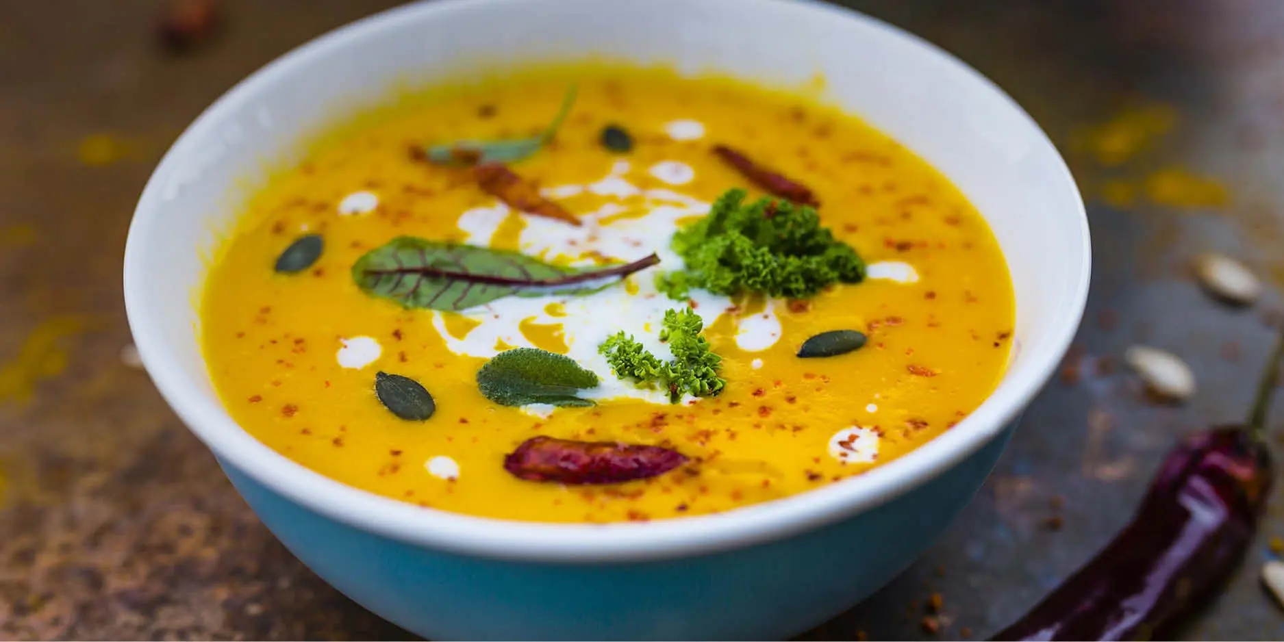 Thailändische Kürbiscrèmesuppe